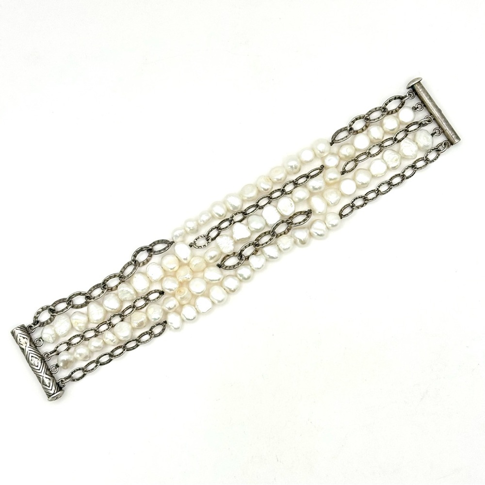Silpada Retired B1575 Sterling Silver Freshwater Pearl 5 Strand Bracelet